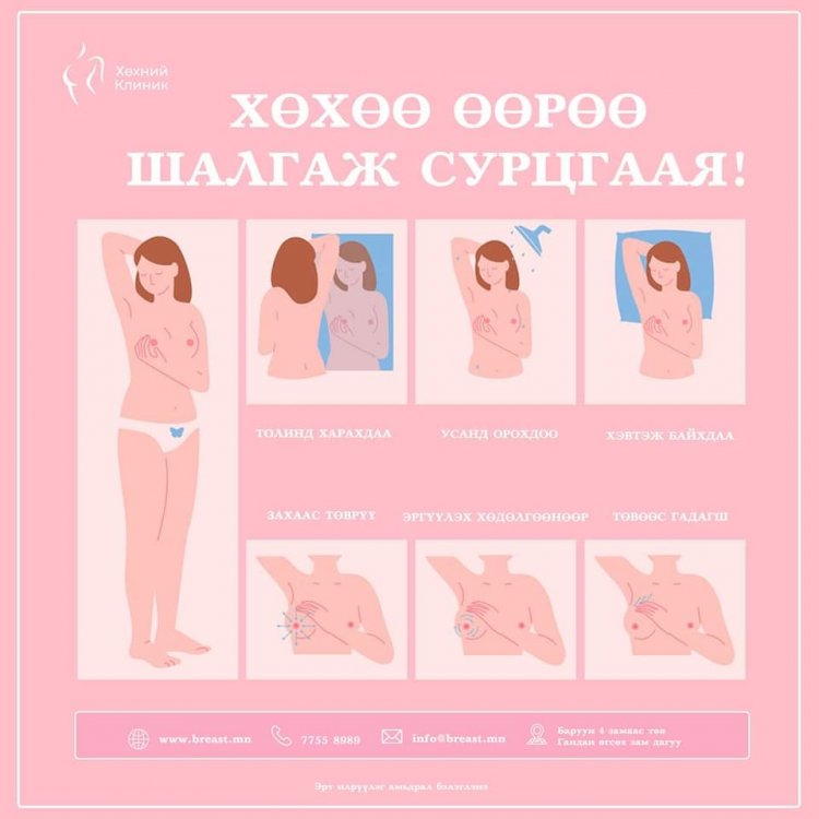 Бүсгүй та хөхөө хэрхэн өөрөө шалгах вэ?