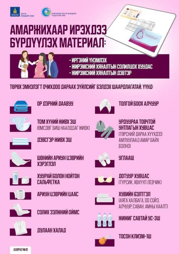 Төрөх эмнэлэгт очихдоо дараах зүйлсийг бэлдээрэй